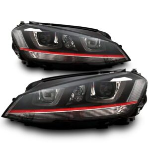 Par Farol Golf Gti Mk7 Tsi Led Vw Faixa Vermelha 14/16