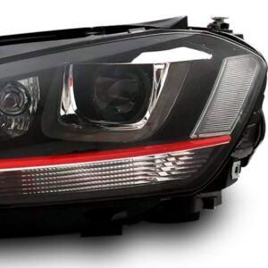 Par Farol Golf Gti Mk7 Tsi Led Vw Faixa Vermelha 14/16