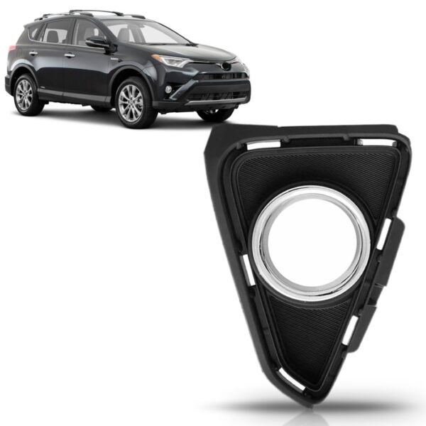 Tela Frontal Farol Milha Rav4 2017 2018 Com Furo Aro Cromado Lado Direito