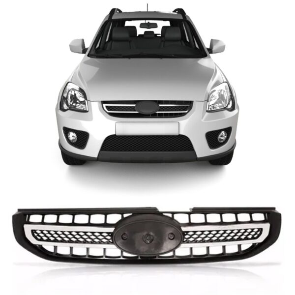 Grade Sportage 2009 2010 Dianteira Com Friso Cromado Preto