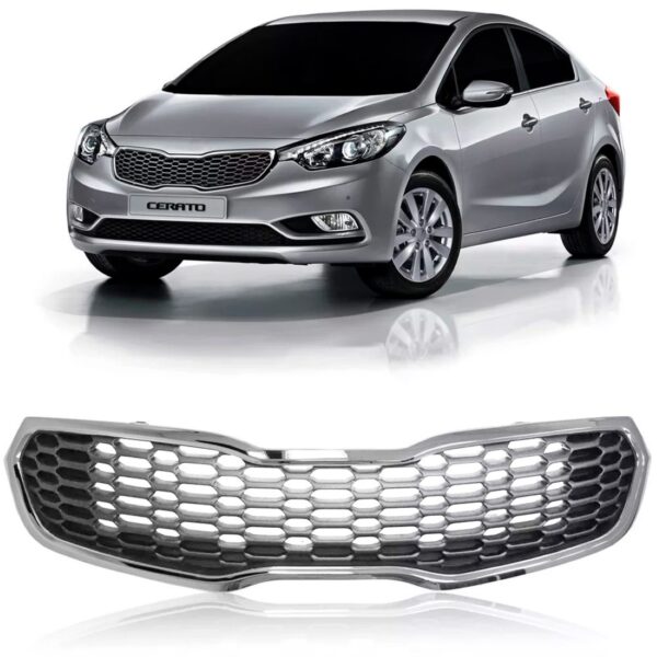 Grade Para Cerato 2014 2015 2016 Cinza Com Cromado Cinza