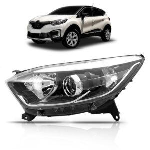 Farol Renault Captur 2017 A 2018 Foco Duplo Mascara Cromada Lado Esquerdo