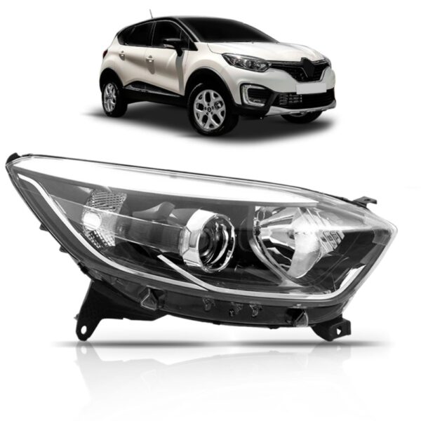 Farol Renault Captur 2017 A 2018 Foco Duplo Mascara Cromada Lado Direito