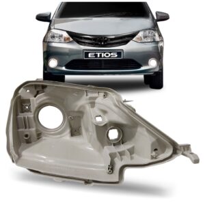 Carcaça Farol Toyota Etios 2013 2014 2015 2016 2017 Cinza Lado Direito