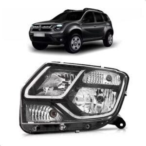 Farol Duster 15 16 Manual Preto Com Friso Cromado 1ª Linha Esquerdo/motorista