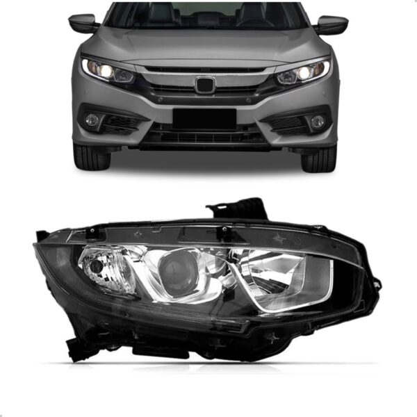 Farol Civic 2016 2017 2018 Eletrico Com Projetor Com Led Lado Direito