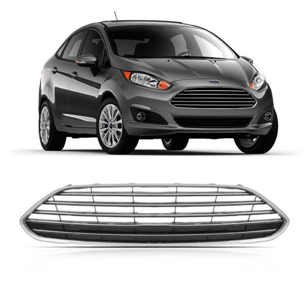 Grade Radiador Para Fiesta 2013 A 2015 C/ Friso Cinza Escuro Preto