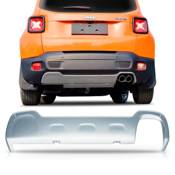 Aplique Parachoque Traseiro Renegade 2015 16 17 2018 Dupla Prata