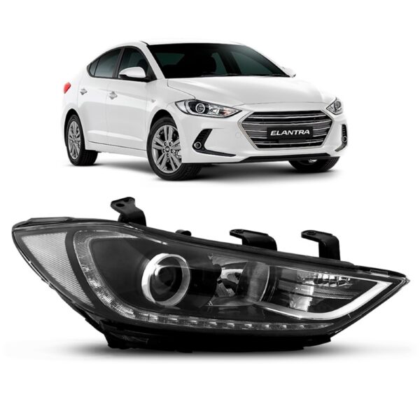 Farol Elantra 2017 A 2019 Eletrico C/motor C/projetor C/led Lado Direito