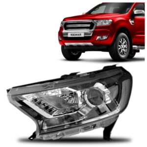 Farol Ranger 2016 A 2018 Eletrico C/motor C/projetor Cromado Lado Esquerdo