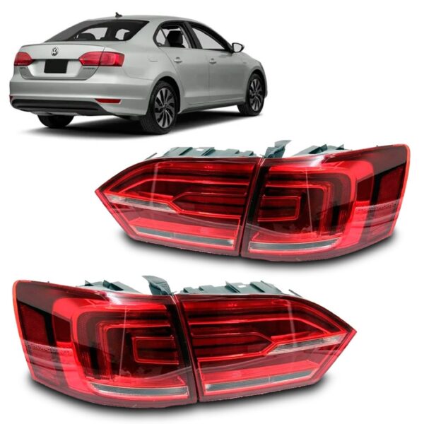 Kit Sinaleira Traseira Jetta 2011 2012 2013 2014 Com Led Vermelho