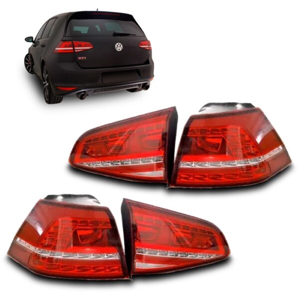 Kit 4 Lanternas Traseiras Golf Gti Mk7 2014 A 2017 Com Led - Esquerdo
