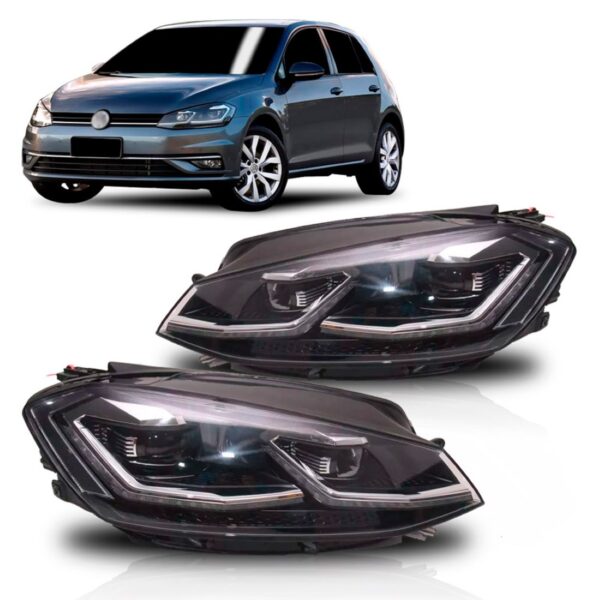 Par Farol Golf Gti Mk7.5 2018 A 2020 Friso Cromado C/ Led