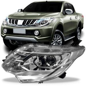 Farol Triton 16 A 18 Cromado C/led Sinaleira Azul 1ª Linha Esquerdo/motorista