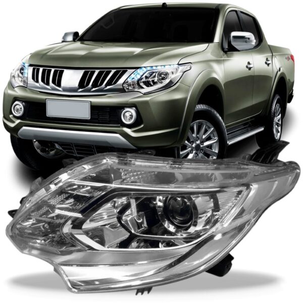 Farol Triton 16 A 18 Cromado C/led Sinaleira Azul 1ª Linha Esquerdo/motorista