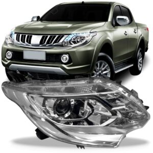 Farol Triton 16 A 18 Cromado C/led Sinaleira Azul 1ª Linha Direito/passageiro