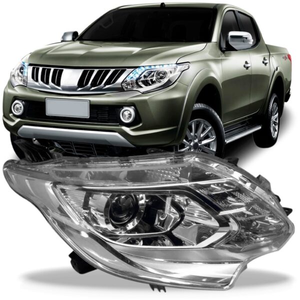 Farol Triton 16 A 18 Cromado C/led Sinaleira Azul 1ª Linha Direito/passageiro