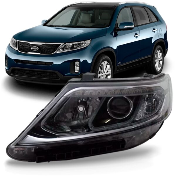 Farol Sorento 2014 2015 Preto Elet C Motor C Led C Ent Xênon Lado Esquerdo