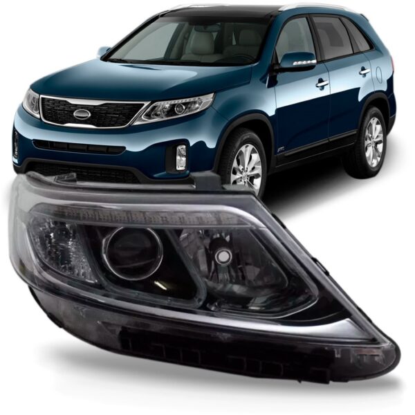 Farol Sorento 2014 2015 Preto Elet C Motor C Led C Ent Xênon Lado Direito