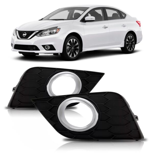 Grade Parachoque Sentra 2017 2018 Com Furo Aro Cromado Lado Esquerdo