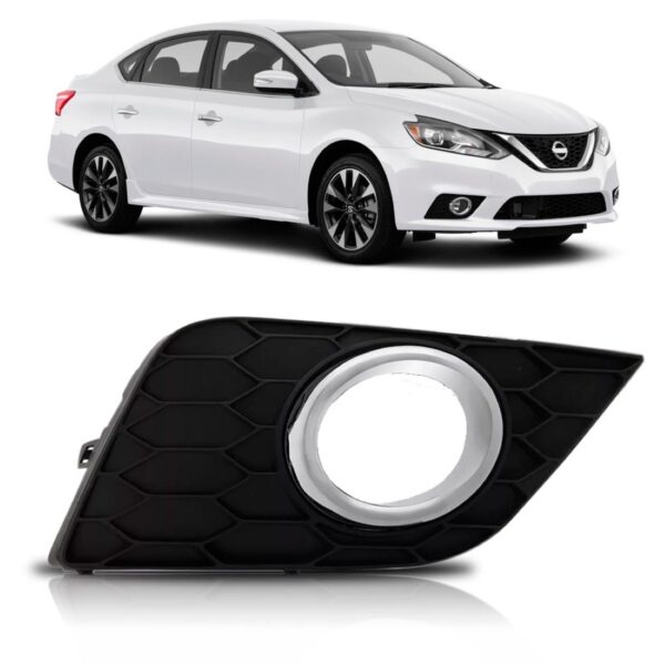 Grade Parachoque Sentra 2017 2018 Com Furo Aro Cromado Lado Direito