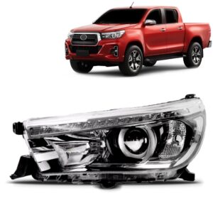 Farol Hilux Pick Up 16/20 Elétrico Com Motor E Led 1ª Linha - Esquerdo/motorista