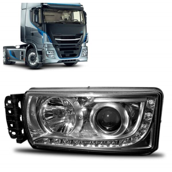 Farol Stralis 2013 A 2018 Manual C/ Projetor C/ Led 1ª Linha Esquerdo/motorista