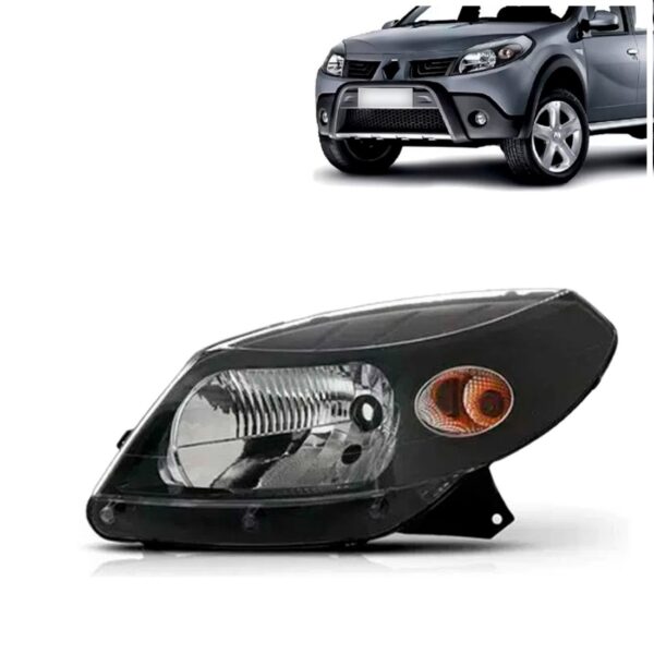 Farol Sandero 08 09 10 11 Manual Máscara Negra 1ª Linha Esquerdo/motorista