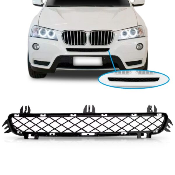 Tela Frontal Parachoque Superior Bmw X3 10 11 12 13 14 Preto Plástico