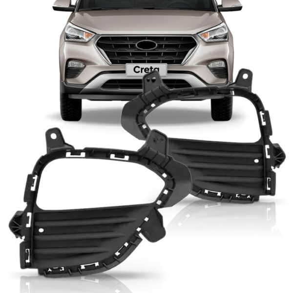 Moldura Milha Auxiliar Para Hyundai Creta 17 18 19 Com Furo Lado Esquerdo