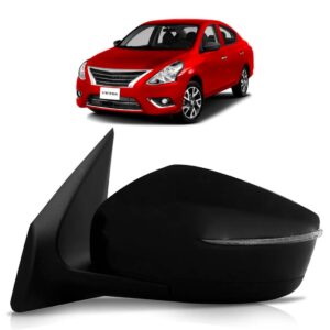 Retrovisor Versa 2016 A 2019 C/sinaleira (fino) Preto Liso Lado Esquerdo