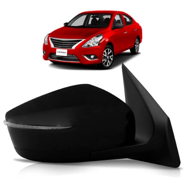 Retrovisor Versa 2016 A 2019 C/sinaleira (fino) Preto Liso Lado Direito