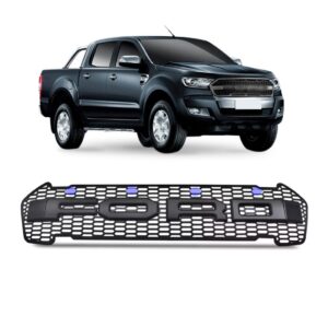 Tela Frontal Radiador Ranger 2017 A 2019 Raptor C/ Led Azul Preto