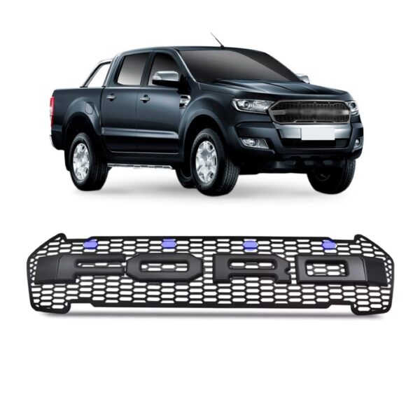 Tela Frontal Radiador Ranger 2017 A 2019 Raptor C/ Led Azul Preto
