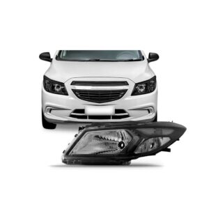 Farol Onix / Prisma 2013 A 2016 Manual Mascara Negra Cromado Lado Esquerdo