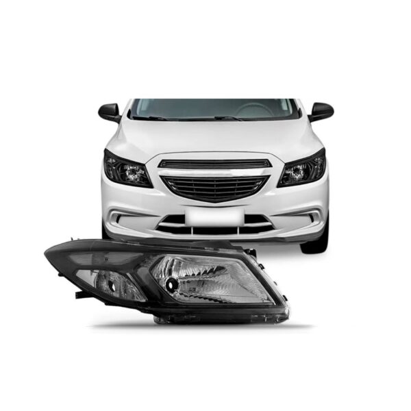 Farol Onix / Prisma 2013 A 2016 Manual Mascara Negra Cromado Lado Direito