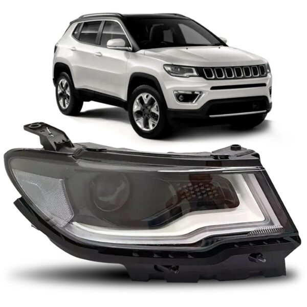 Farol Dianteiro Compass 17/18 Elétrico Led C/ Motor 1ª Linha Direito/passageiro