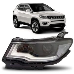 Farol Dianteiro Compass 17/18 Elétrico Led C/ Motor 1ª Linha Esquerdo/motorista