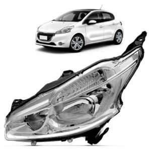 Farol Peugeot 208 2012 A 2016 Manual Cromado S/led 1ª Linha Esquerdo/motorista