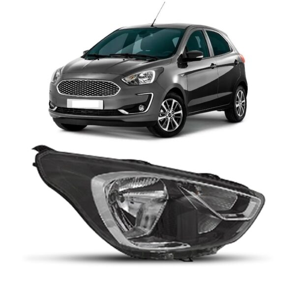 Farol Ka 19 2020 21 22 Mascara Negra Friso Cromado 1ª Linha - Direito/passageiro