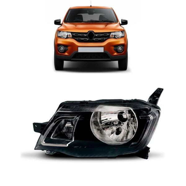 Farol Kwid 2019 A 2020 Manual Com Friso Preto 1ª Linha Esquerdo/motorista
