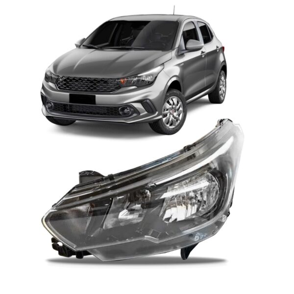 Farol Argo Cronos 2017 2018 2019 Manual Com Led 1ª Linha - Esquerdo/motorista