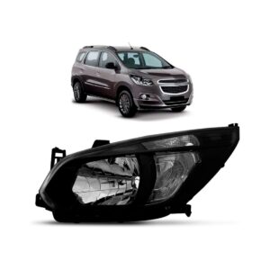 Farol Spin 2012 13 2014 15 16 Manual Mascara Negra 1ª Linha Esquerdo/motorista