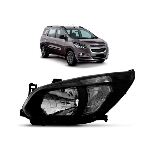 Farol Spin 2012 13 2014 15 16 Manual Mascara Negra 1ª Linha Esquerdo/motorista