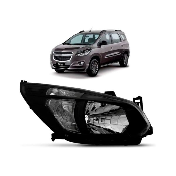 Farol Spin 2012 13 2014 15 16 Manual Mascara Negra 1ª Linha Direito/passageiro