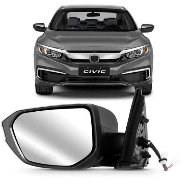 Retrovisor Civic 2017 Até 2021 Eletrico Tres Fios Lado Esquerdo