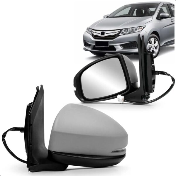 Retrovisor City 2015 A 2021 Eletrico Com Pisca Capa Primer Lado Esquerdo