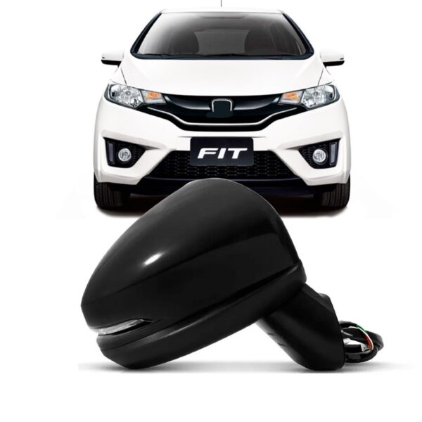 Retrovisor Fit 2014 A 2021 Eletrico C/sinaleira Capa Preta Lado Direito