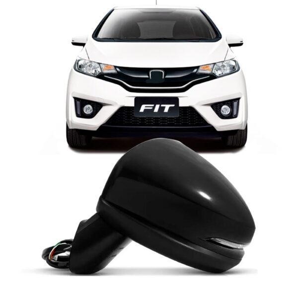 Retrovisor Fit 2014 A 2021 Eletrico C/sinaleira Capa Preta Lado Esquerdo