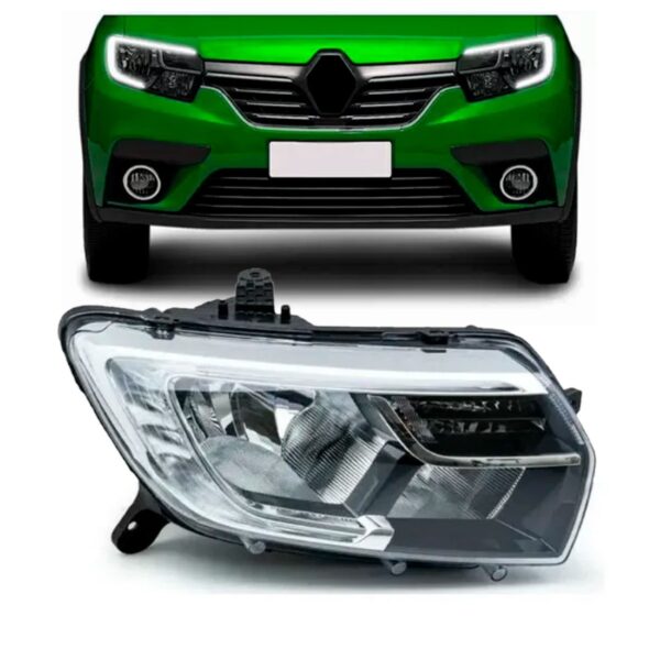 Farol Logan Sandero 2020 2021 Manual Com Led 1ª Linha Direito/passageiro